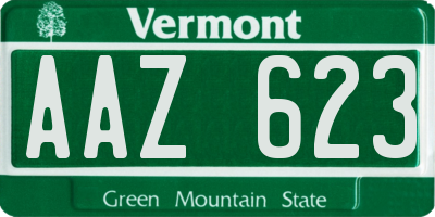 VT license plate AAZ623