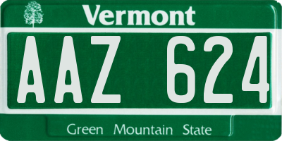 VT license plate AAZ624