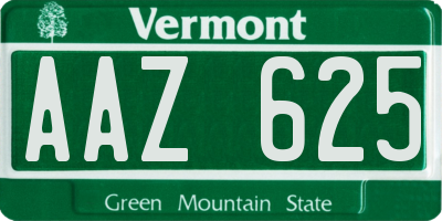 VT license plate AAZ625