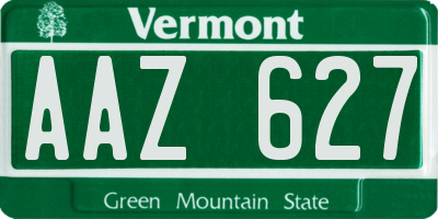 VT license plate AAZ627