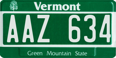 VT license plate AAZ634