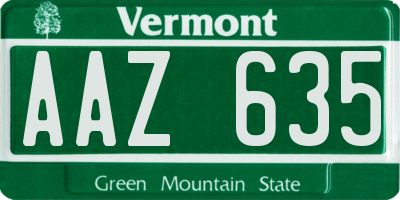 VT license plate AAZ635