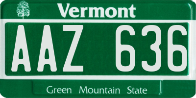 VT license plate AAZ636