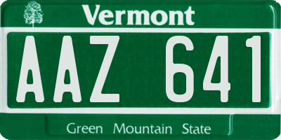 VT license plate AAZ641