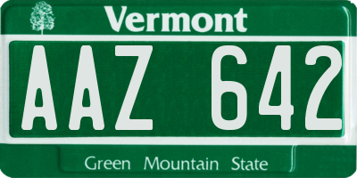 VT license plate AAZ642