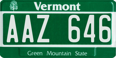 VT license plate AAZ646