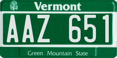 VT license plate AAZ651