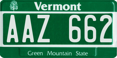 VT license plate AAZ662