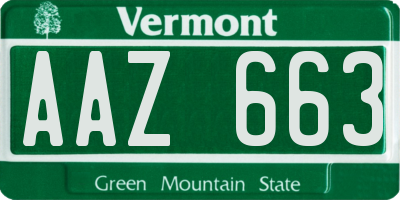 VT license plate AAZ663