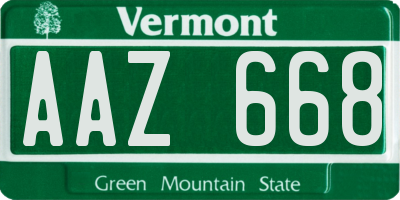 VT license plate AAZ668