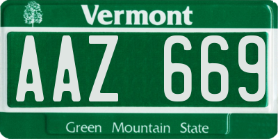 VT license plate AAZ669