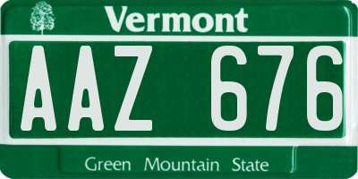 VT license plate AAZ676