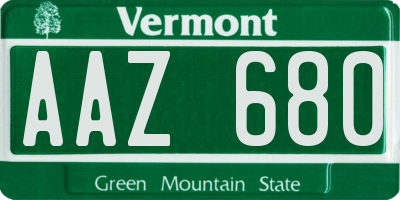 VT license plate AAZ680