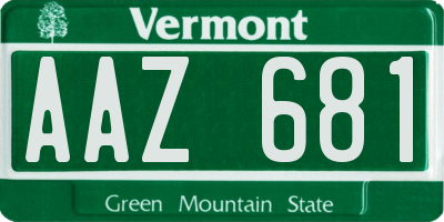 VT license plate AAZ681