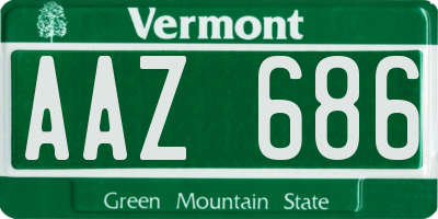 VT license plate AAZ686