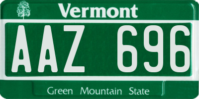 VT license plate AAZ696