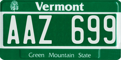 VT license plate AAZ699