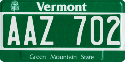 VT license plate AAZ702