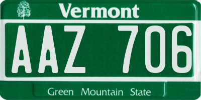 VT license plate AAZ706