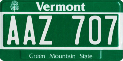 VT license plate AAZ707