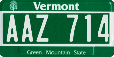 VT license plate AAZ714