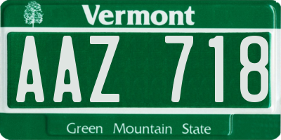 VT license plate AAZ718