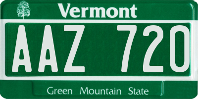 VT license plate AAZ720