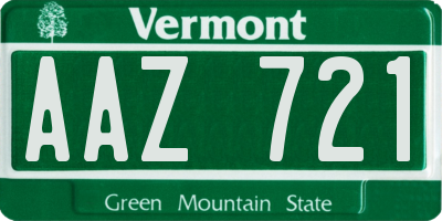 VT license plate AAZ721