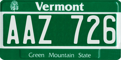 VT license plate AAZ726