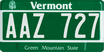 VT license plate AAZ727