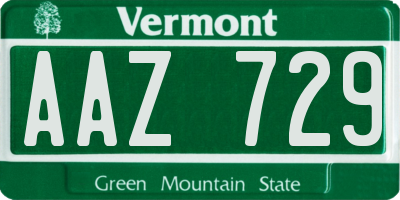 VT license plate AAZ729