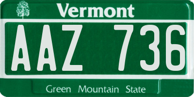 VT license plate AAZ736