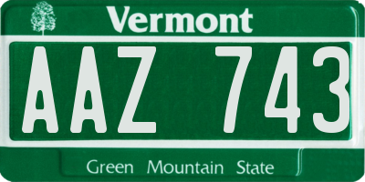 VT license plate AAZ743