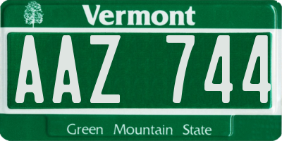 VT license plate AAZ744