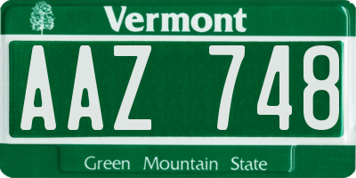 VT license plate AAZ748