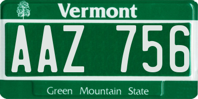 VT license plate AAZ756