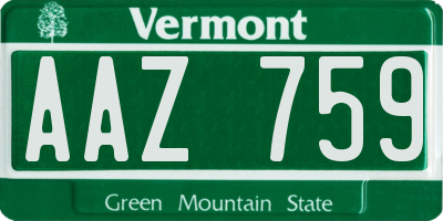 VT license plate AAZ759