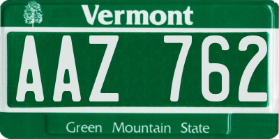 VT license plate AAZ762