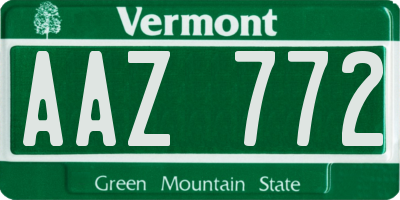 VT license plate AAZ772