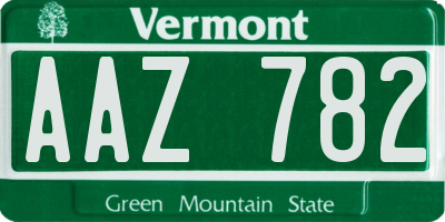 VT license plate AAZ782