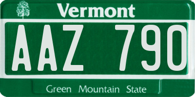 VT license plate AAZ790