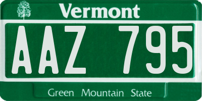 VT license plate AAZ795