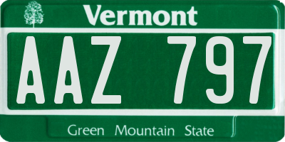 VT license plate AAZ797