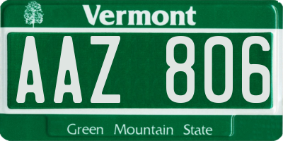 VT license plate AAZ806