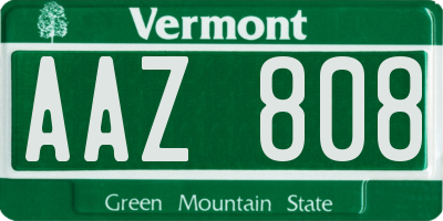 VT license plate AAZ808