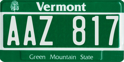 VT license plate AAZ817