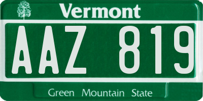 VT license plate AAZ819