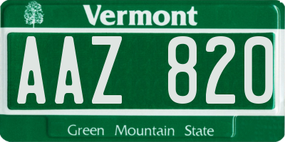 VT license plate AAZ820