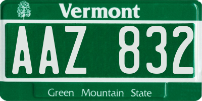 VT license plate AAZ832