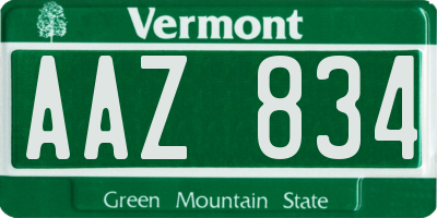 VT license plate AAZ834